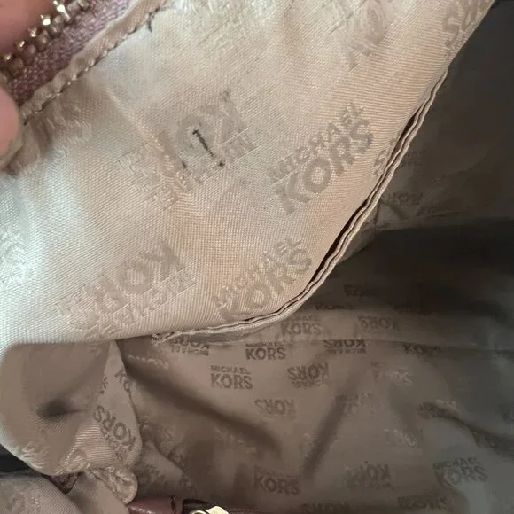 Michael Kors Naomi Bowling Leather Purse Braided Handle Satchel Dusty Rose - Picture 7 of 7